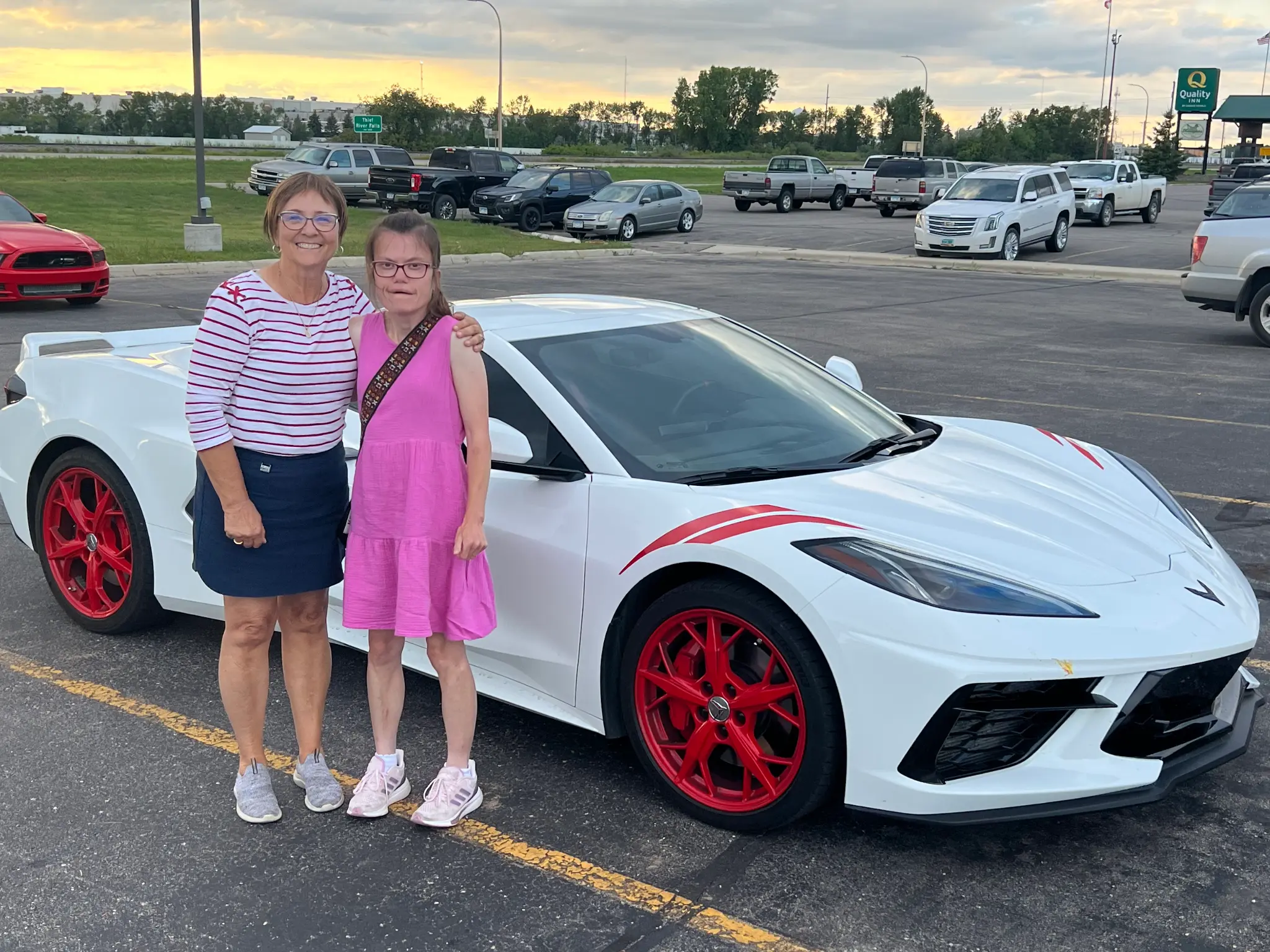 White Z06 Red Rims Lis in Pink Dress